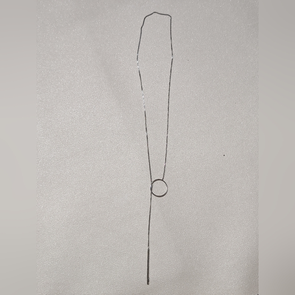 Elegant Silver Necklace Italy 925 Dyadema Long Toggle Lariat Curb Chain